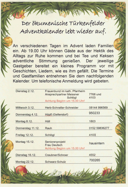Ökumenischer Adventskalender